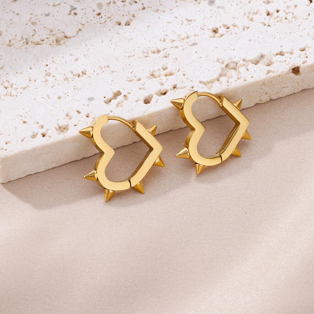 Punk Goth Heart Earrings For Women Black Sliver Gold Color Star Square Stainless Steel Earrings Piercing Rock Jewelry Gifts 2023