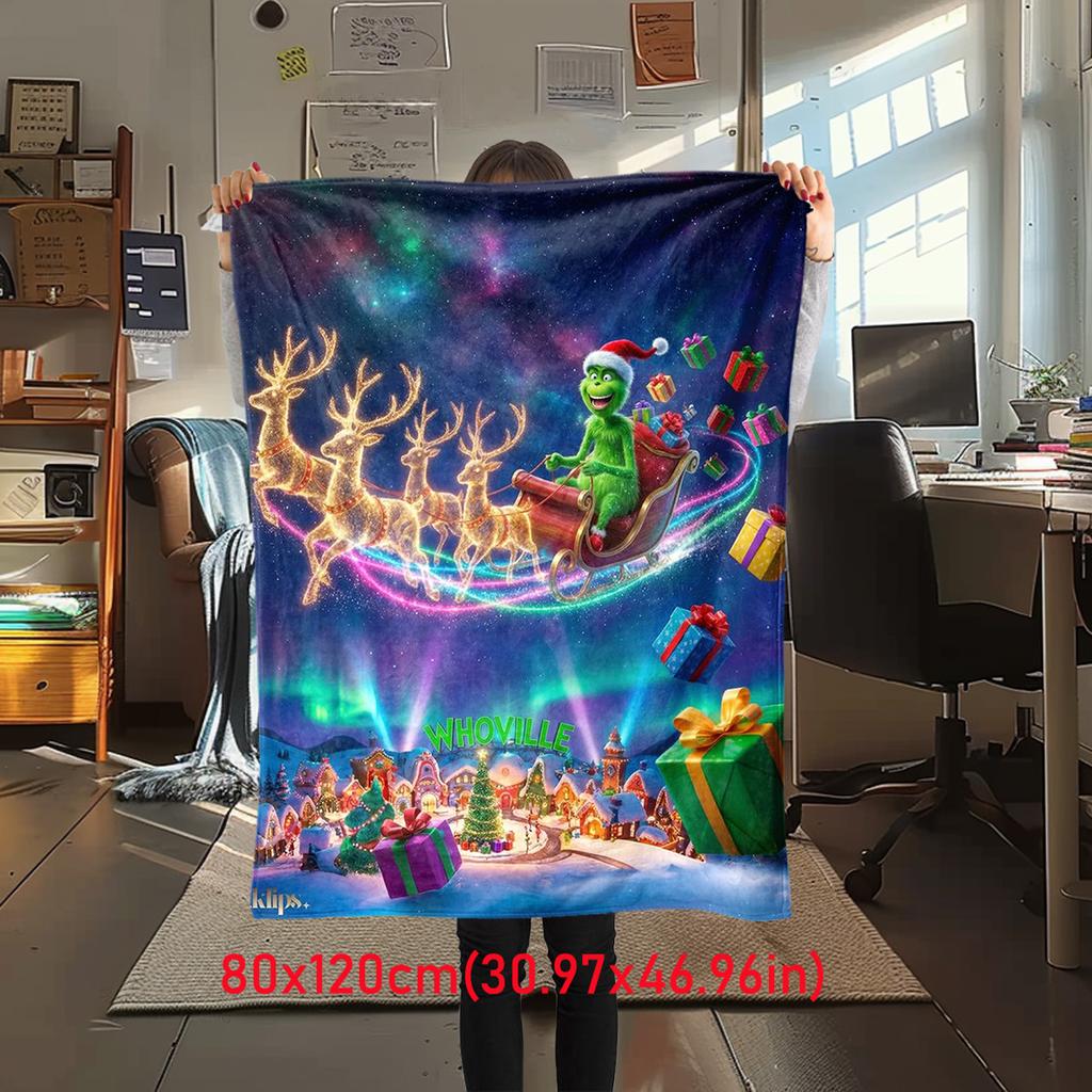 Christmas Gift Comedy Movie How the Grinch Stole Christmas blanket home warming, four season bed decoration sofa cover flannel throwing blanket K22