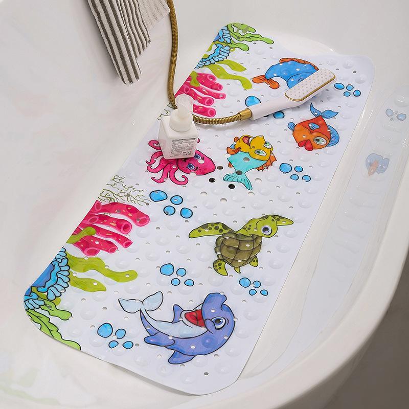 Large Cute Cartoon PVC Bath Mat Anti-Slip Shower Bathtub Mats With Sucker Soft Massage Pad Kid's Elder Bathroom Carpet Rug