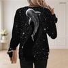 Women Plus Size Polka Dot Printed Round Neck Long Sleeve Ribbed Cuffs White Pullover Sweatshirt
