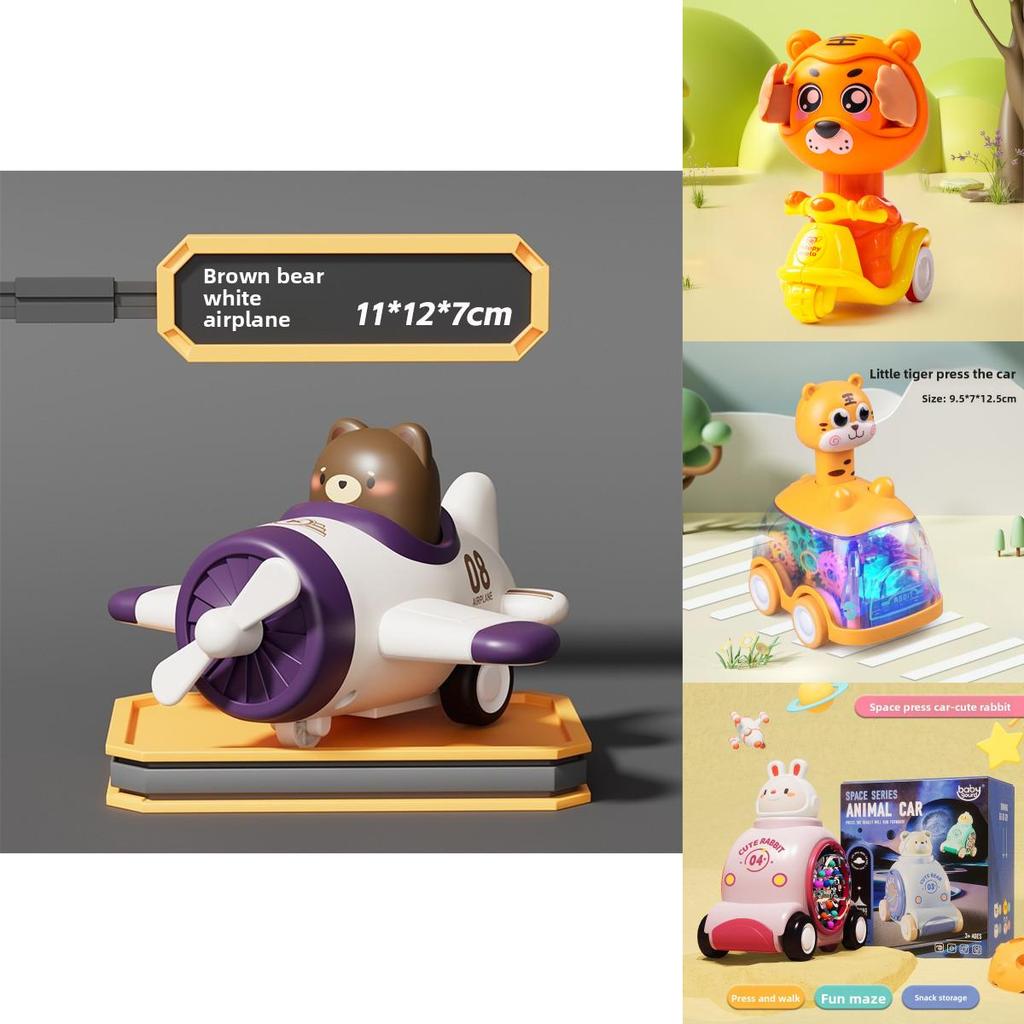 Childrens Animal Pressing Car Toy With Pullback Action For Interactive Play