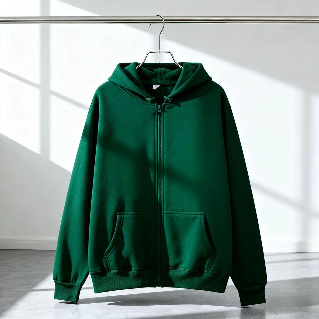 Unisex Cross-Season Hooded Fleece Jacket: Autumn-Winter Zip-Up Cardigan