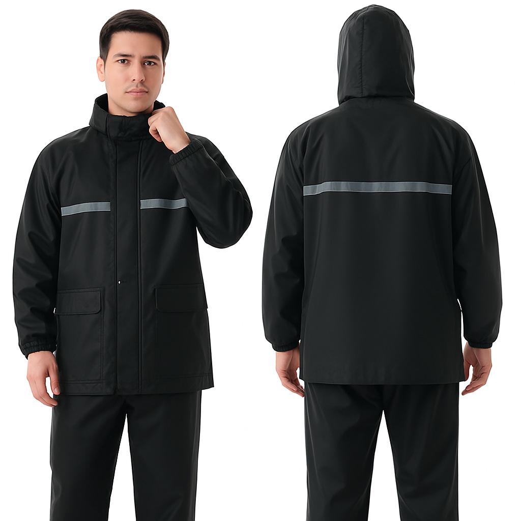 Reflective Waterproof Raincoat & Pants Set for Adults - Outdoor Protective Rainwear