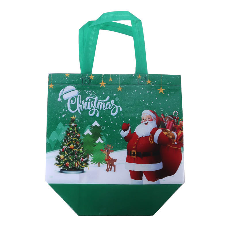 5pcs Print Handbag Christmas Gift Bag Foldable Shopping Bag Beach Bag Folding Storage Bag Cartoon Non Woven Bag Large Capacity