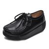 Women Genuine Leather Platform Shoes Winter Plush Walking Shoes 5cm High Wedges Heels Shoes Elegant Warm Mother Shoes