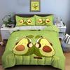 Avocados Listening To Music Pattern Duvet Cover Set Digital Print Colorful Polyester Bedding With Zipper Closur For Kids Gifts