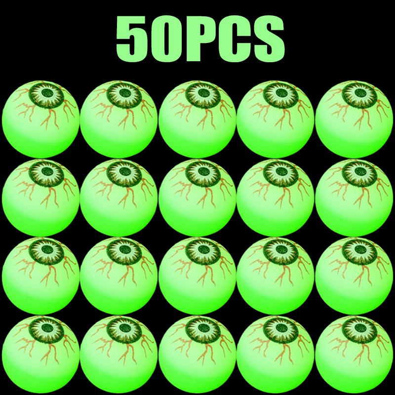 5/50pcs Glow In The Dark Bouncy Ball Halloween Eyeball Decoration Haunted House Home Bar Horror Props Luminous Fake Eyeballs