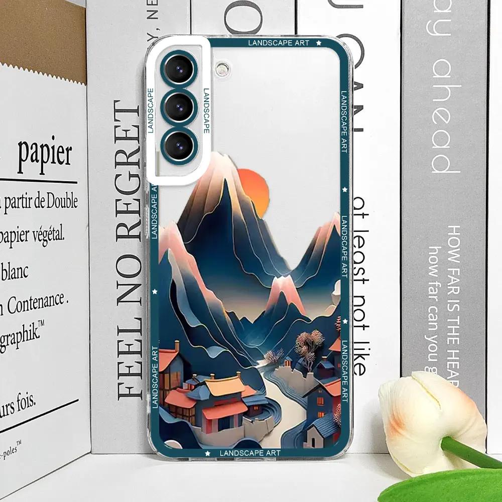 

Shockproof Phone Case for Samsung Galaxy S21FE S22 Plus S23 S24 S25 Ultra Soft Cover Printing Landscape Creative Mountains Shell Samsung S23