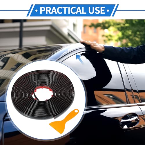 VekAuto Window Trim Strip Kit 2/5 Inch 10mm Width 16ft 5m Universal Exterior Car Bumper Door Body Self Adhesive Scratch Proof Decorative Sticker
