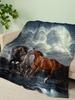Flannel Pastoral Animal Horse Blanket Crystal Fleece Blanket Spring and Autumn