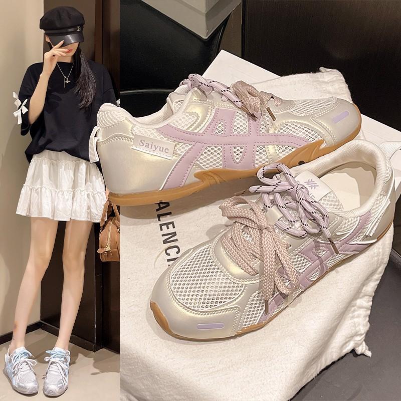 thick-soled German training shoes women's little white shoes 2025 new summer mesh breathable casual shoes versatile sports Forrest Gump shoes