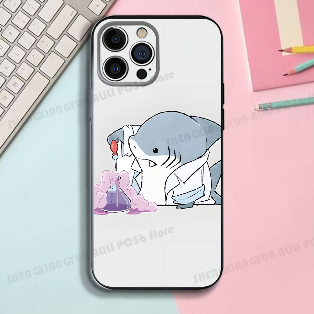 Cut Shark Black Matte Phone Case For IPhone 17,16,15,14,13,12,13,12 Pro Max Plus XS Silicone Soft Back Cover iPhone13