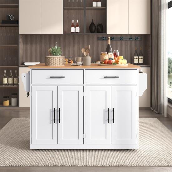 Serving Trolley with Folding Table Top, 120x46(70)x91cm, White, with Castors And Interchangeable Wooden Legs, Ideal for Kitchen And Dining Room