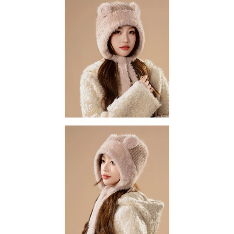 Women S Winter Warm Knitted Hat Cute Ear Flap Cycling Windproof Beanie