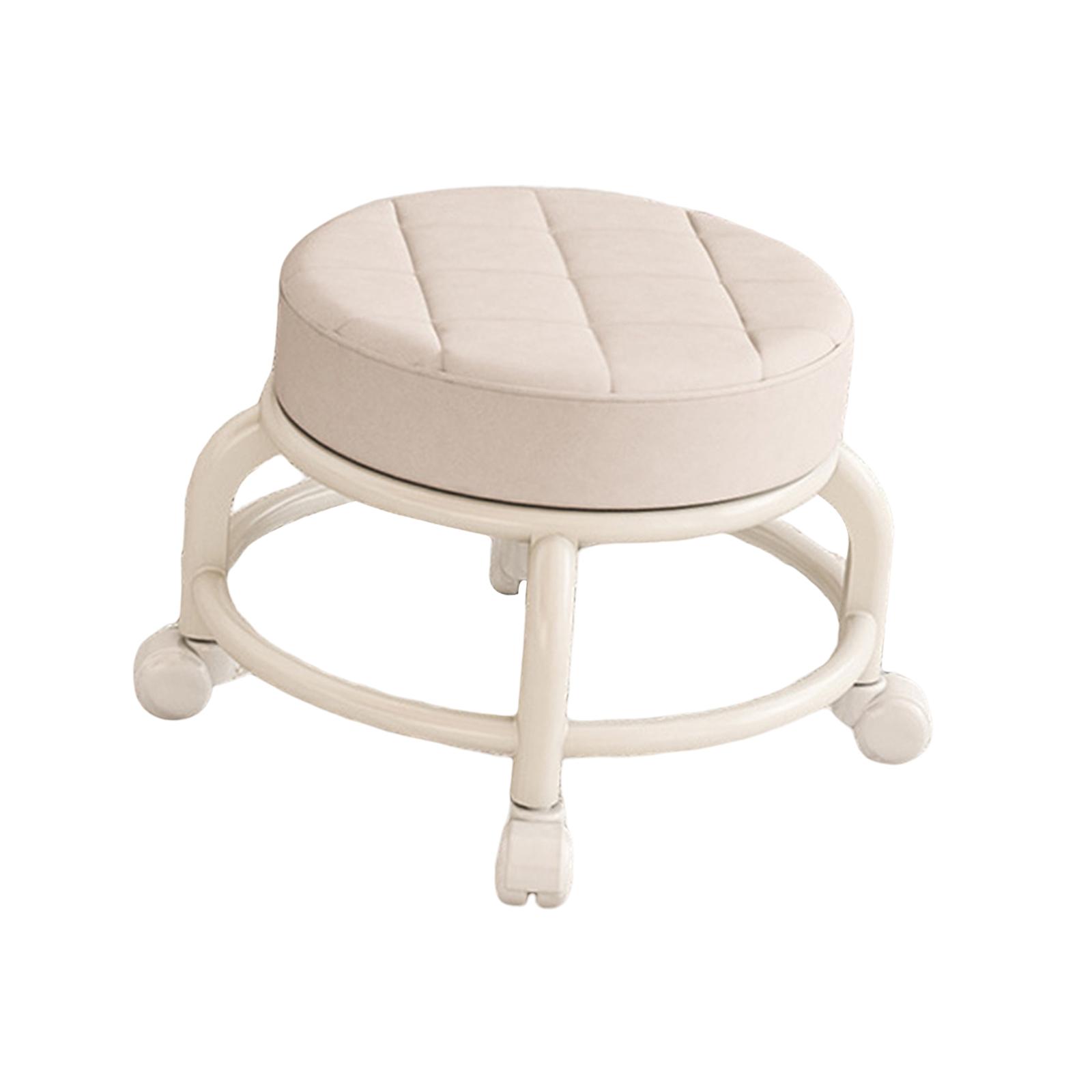 

Низкий круглый табурет на роликах, сиденье из искусственной кожи, мягкая подставка для ног, вращающийся на 360 градусов табурет на роликах, вращающееся кресло для гаражных салонов чёрный