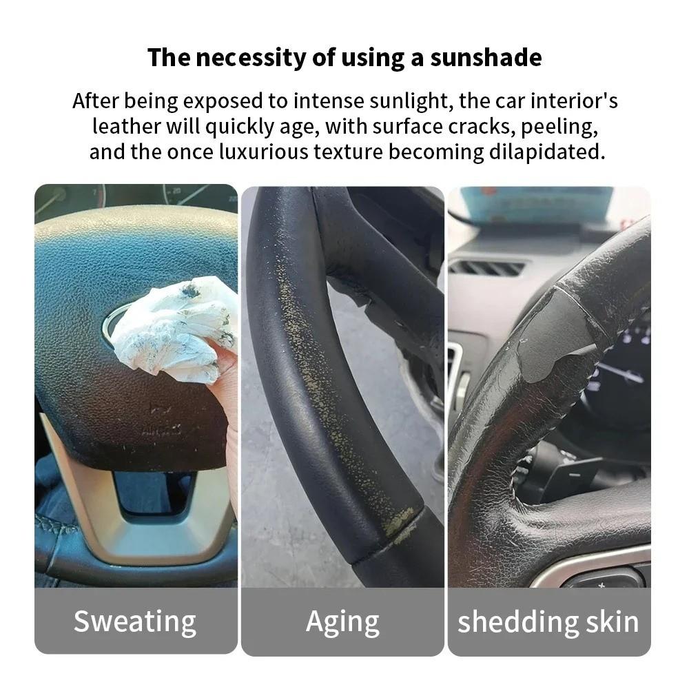 3pcs Double Car Steering Wheel Sunshade Protection Durable Car Interior Accessories Portable Heat Insulation Car Sun Visor