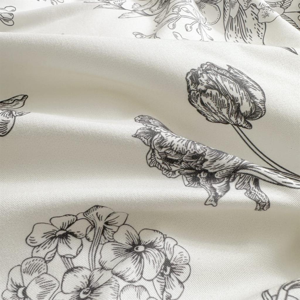 BUKAROOM Duvet Cover Duvet Fitted Floral Stylish Black Cover [Semi-Double 4-Piece Set] Pillowcases, Cover, Sheet, Print, (Duvet 170210cm)