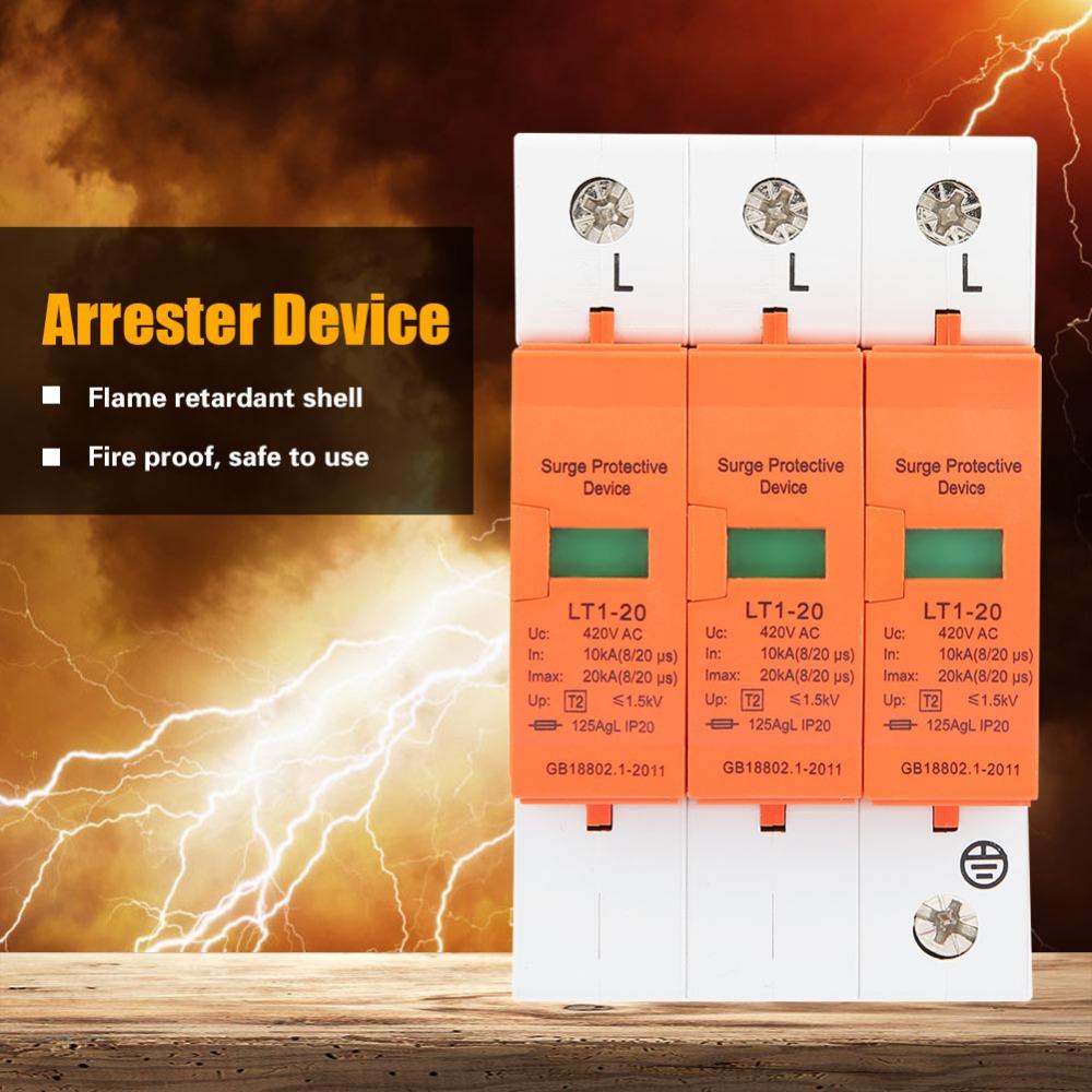 420V AC House Arrester Device 3P Low Voltage Arrester Protective Device Electric System Protection