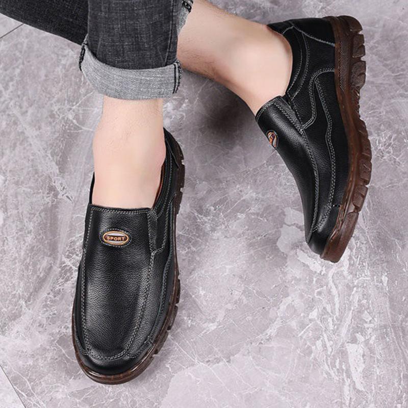 Модные мужские стильные повседневные туфли из натуральной коровьей кожи — фото 3