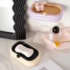 Wall Mounted Soap Dish Box with Drainage Tray Double Layer Storage Rack for Bathroom Kitchen No Drilling Installation Space Saving Organizer