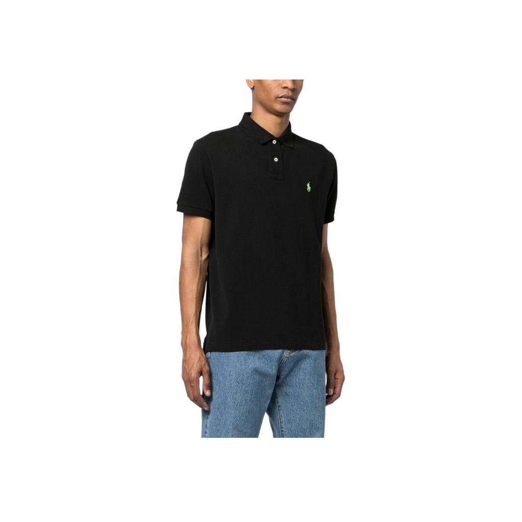 Polo Ralph Lauren Solid Color Logo Print Short Sleeve Polo Shirt Men tops Black 710680784307