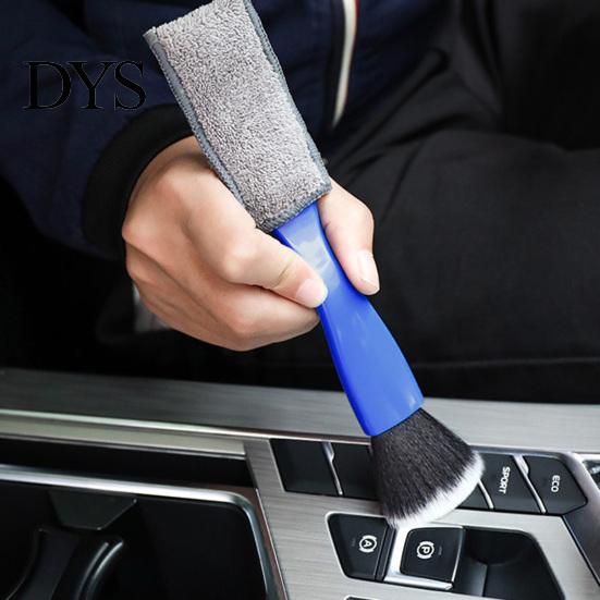 Arc-shaped Handle Car Brush Cleaning 2-in-1 Soft Bristles Portable Efficient Dense Bristle Anti-deform Arced Comfortable Grip Good Dusting Effect