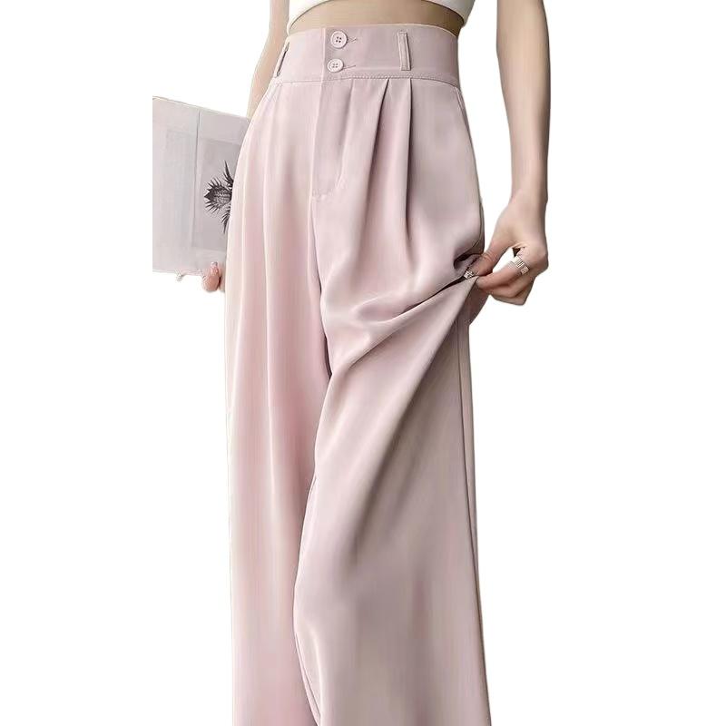 

Весенне-осенние черные свободные брюки, висящие на ощупь тонкие женские брюки S розовый