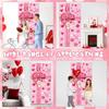 Happy Valentine's Day Door Cover Decoration Pink Bow Gift Box Door Banner Valentines Day Love Heart Hanging Banner Valentine Present Backdrop for