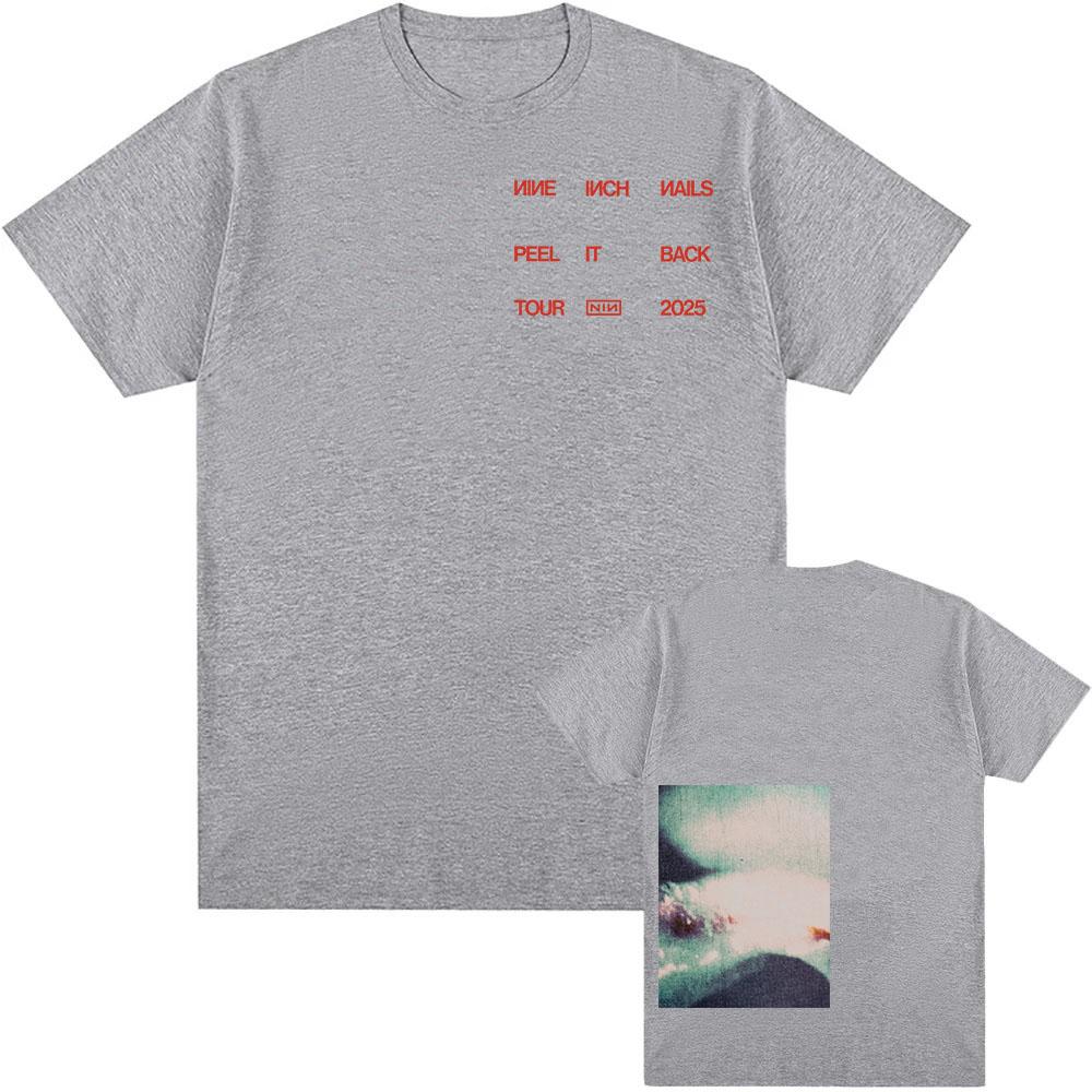 

Rock Band Nine Inch Nails Tshirts Peel It Back Tour 2025 NEW T Shirt Cotton Summer Round Neck Male T-shirt Unisex Men Streetwear 4XL