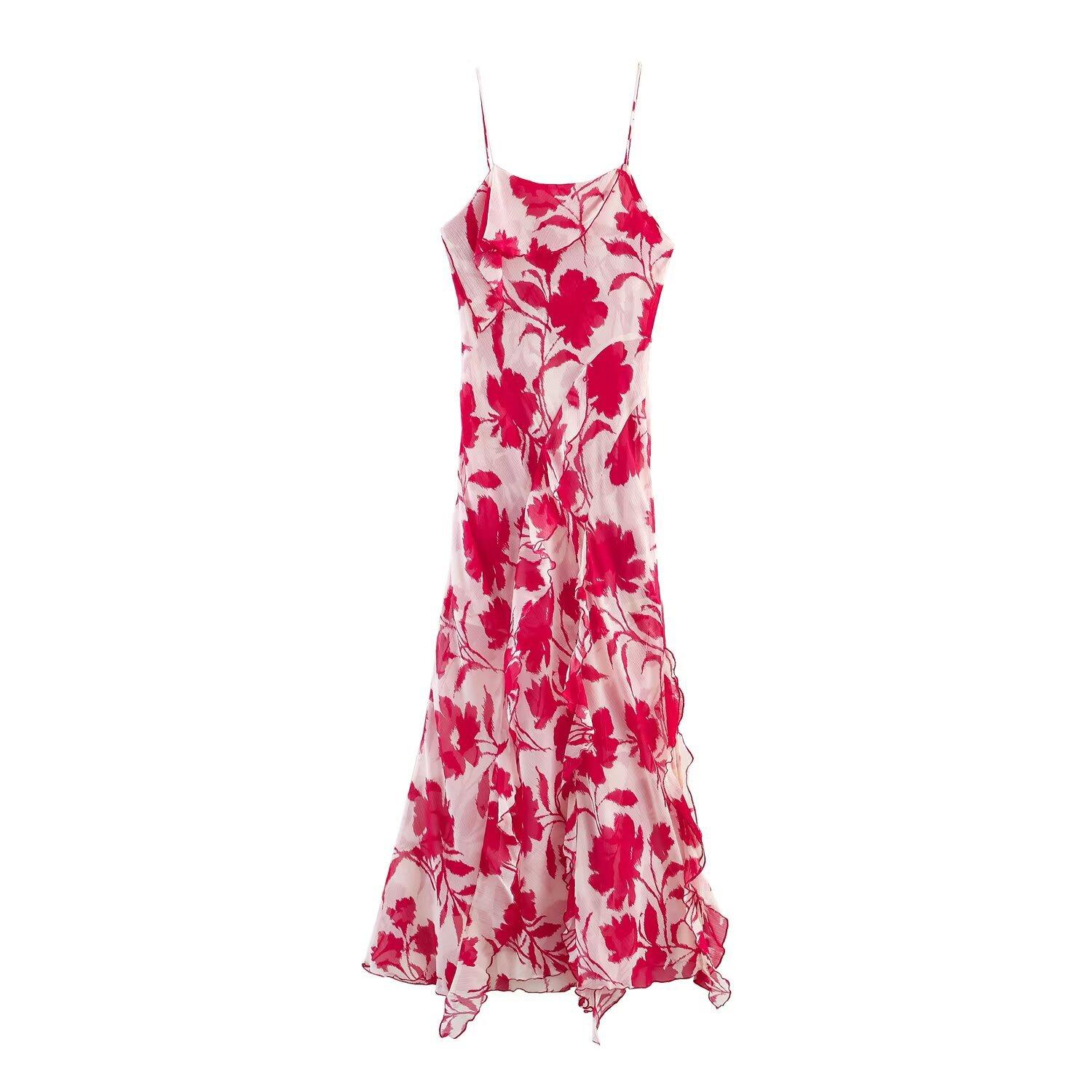 European and American style, new women s clothing, foreign style, printed underwear-style Midi dress 3897116 XS
