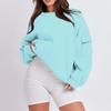 Women's Fashion Casual Solid Color Autumn And Winter Loose Round Neck With Pocket Pullover Sweatshirt Top