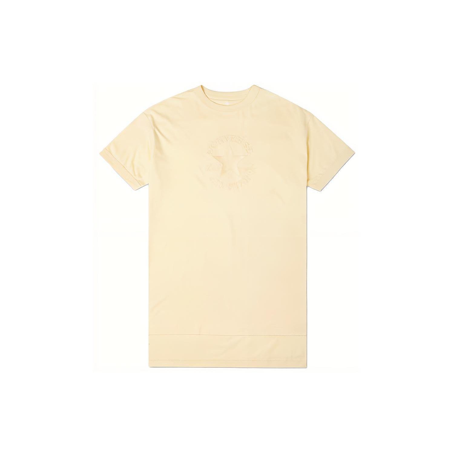 Converse Logo Embroidered Loose Casual mid-length Short Sleeve Asia Sizing  Light Yellow  Men s 10021721-A01 M