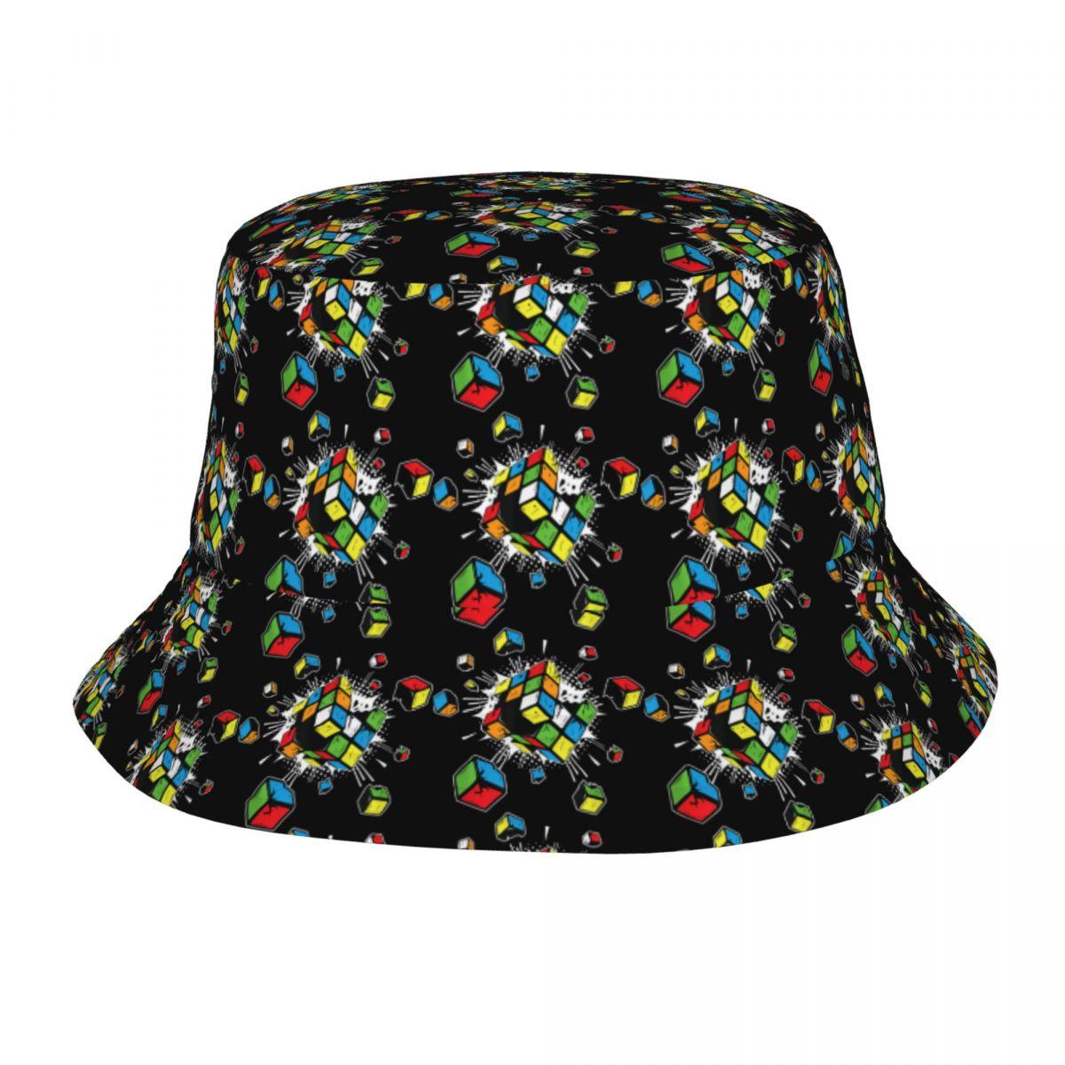 

Унікальний дизайн Rubix Rubiks Rubics Cube Present Bucket Hat Унісекс Легкі шапки для риболовлі на відкритому повітрі Весняні головні убори One Size