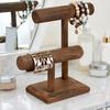 Jewelry Rack Solid Wood Jewelry Holder with Double-Layer T-Shaped Design Display Stand for Necklaces Bracelets Watches