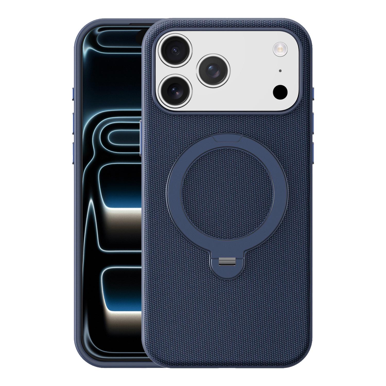 

iPhone 17 Pro Max Tech Fabric Magnetic Rotating Stand Case with Apple 16 Drop Protection 11 синий