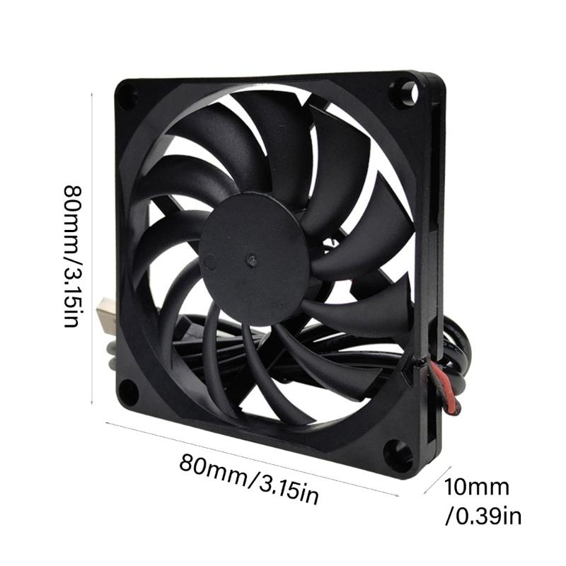 5V USB PC Router Fan 80mm Cooling Fan Brushless Portable Cooling Fan Replacement for Router Modem TV Box Electronic