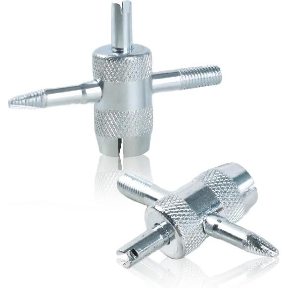 4 Pcs 4-Way Valve Core Removal Tool Stainless Steel Tire Valve Stem Tools 4-in-1 Valve Stem Removal Tool Valve Stem Puller for Bicycle Motorcycle Car