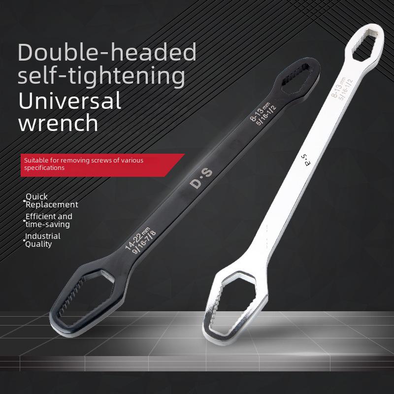 Universal Double-Head Self-Tightening Adjustable Wrench, 8-22mm, Multi-Function and Multi-Purpose Tool