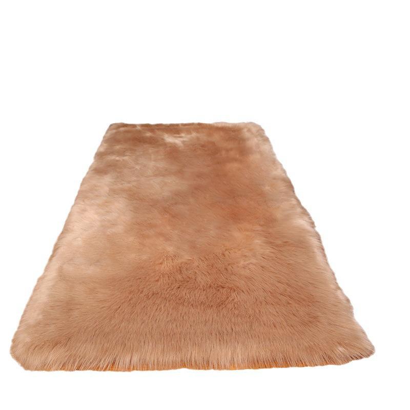 Nordic Long-Pile White Carpet for Living Room and Bedroom, Full Coverage Imitation Wool