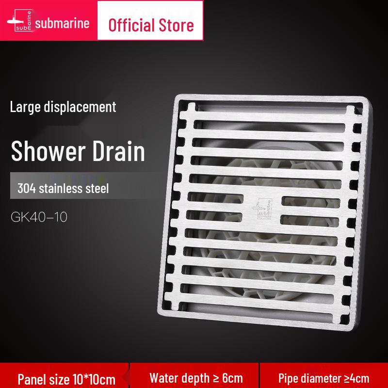 Desagüe de Ducha de Piso Submarino Ultra Fino a Prueba de Olores de Acero Inoxidable GF40-10B