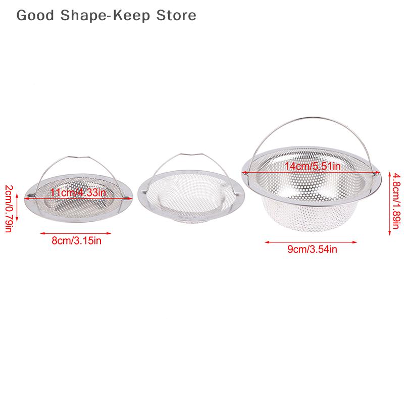 3-Pack Stainless Steel Sink Filter with Handle - Kitchen Food Hair Strainer Disposable Mesh Drains Filter Sink 3 Sizes Available