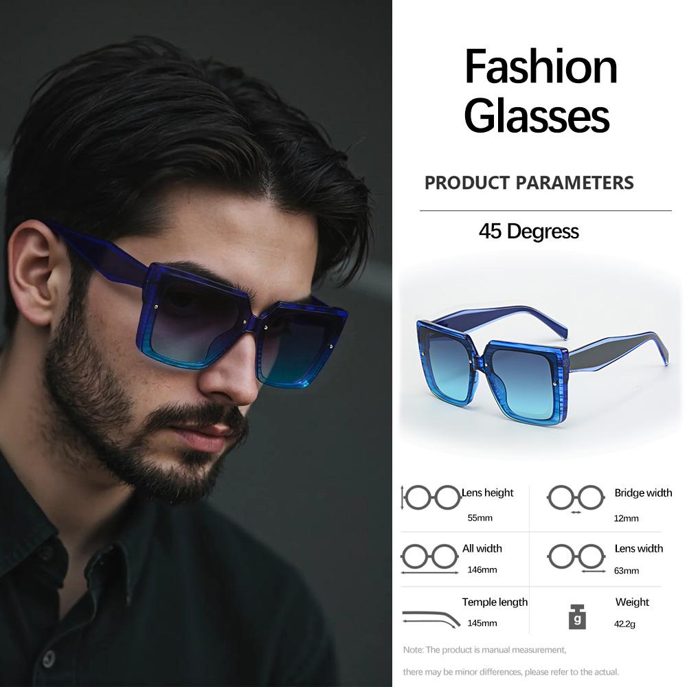 

For Male Retro High Square Sunglasses Glass PC Material Minimalist Design for Spring Summer Versatile for Urban Commuting