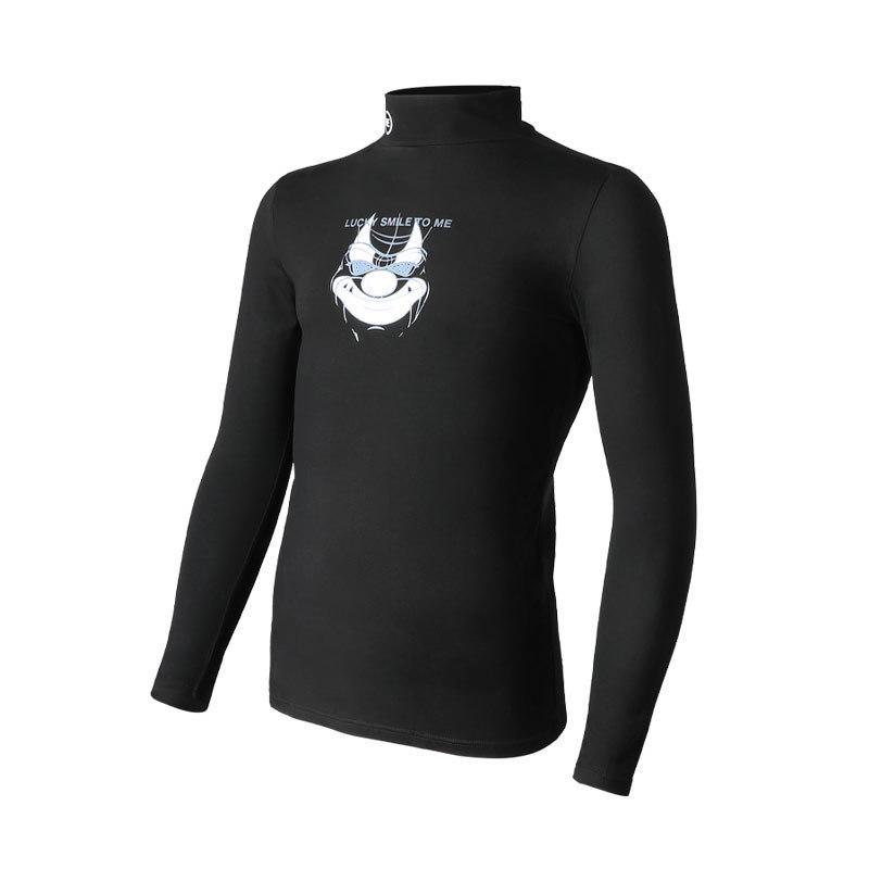 

Мужской дышащий хлопковый топ с высоким воротником и длинными рукавами XXXL чёрный