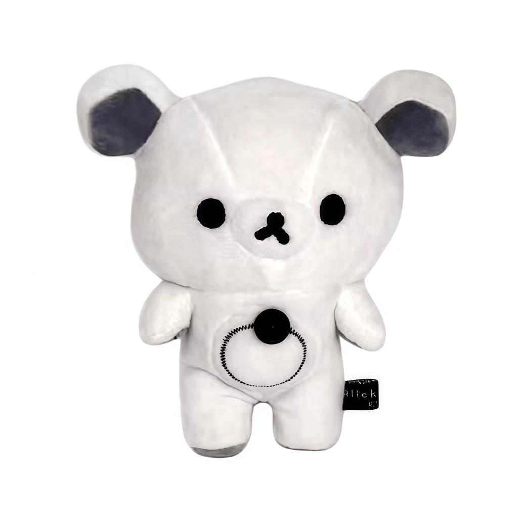 Black White Bear Rilakkuma Plush Toy Doll With Soft Furry Cartoon Cute Button Belly Design For Fans Collection And Daily Use