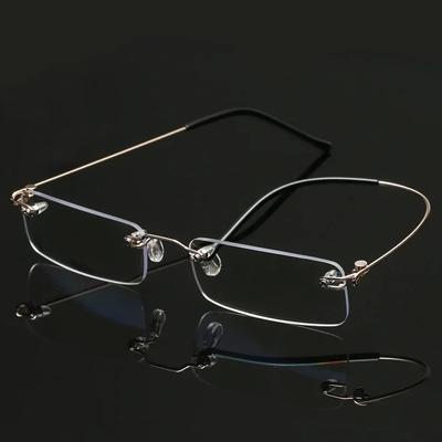 Fashion Rimless Anti-blue Reading Glasses Men Anti-fatigue Presbyopic Glasses with Case Blue Light Computer Grade Glasses Women