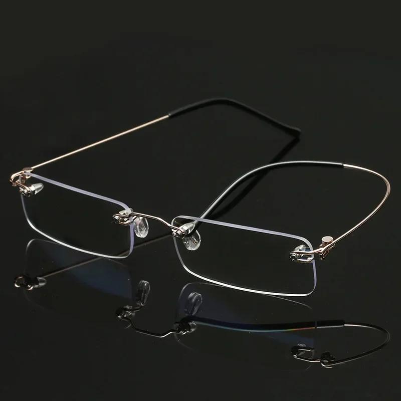 Fashion Rimless Anti-blue Reading Glasses Men Anti-fatigue Presbyopic Glasses with Case Blue Light Computer Grade Glasses Women