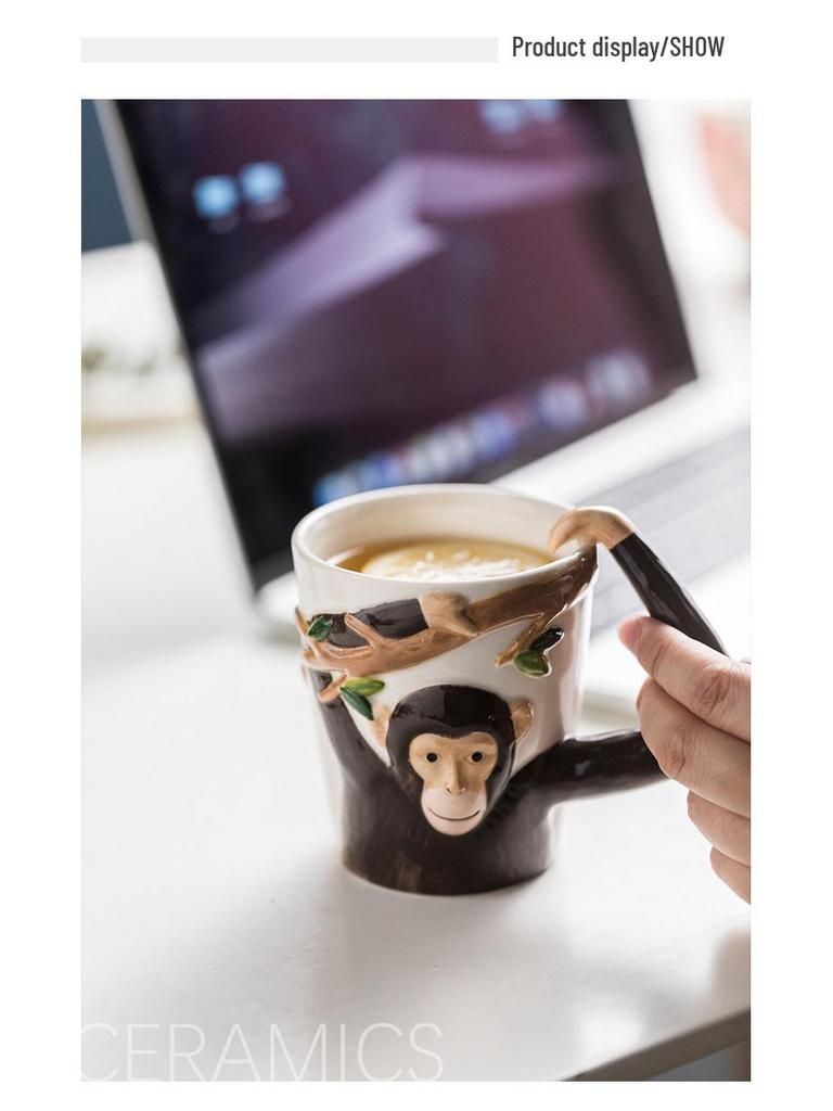 Children's Animal Cartoon Ceramic Mug - Cute Pet Design for Coffee, Milk, or Water