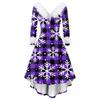 Women's Fashion Casual V-Neck Christmas Print Long Sleeve Dress