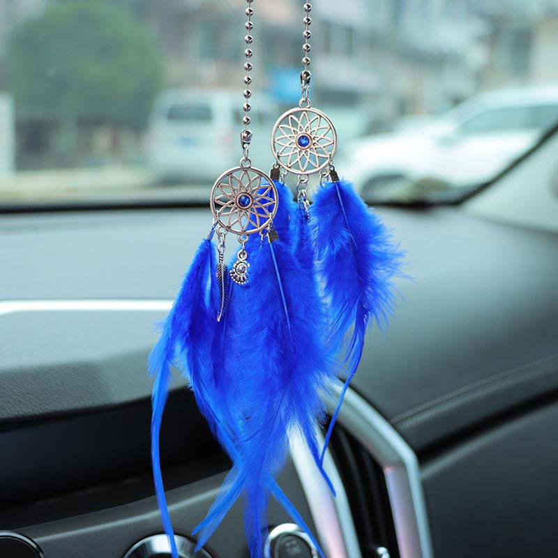 Feather Car Rearview Mirror Handing Pendants Dream Catcher Alloy Decoration