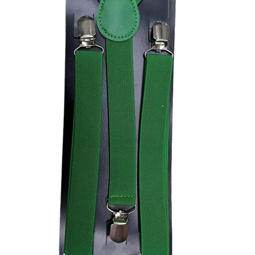 Unisex Black Adjustable Three-Clip High-Elastic Suspenders for Dress Pants